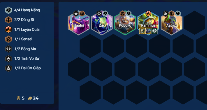 Chiến thuật giữa game đội hình Rammus Hạng Nặng