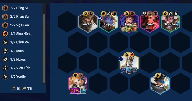 Chiến thuật và nâng cấp lõi giữa game cho đội hình Demacia