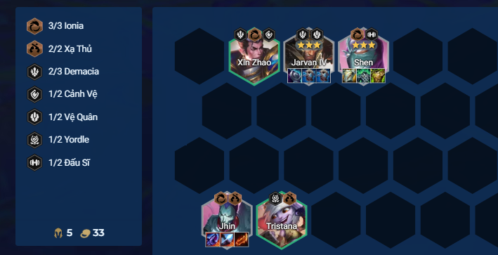 Giai đoạn đầu game đội hình Jhin Reroll