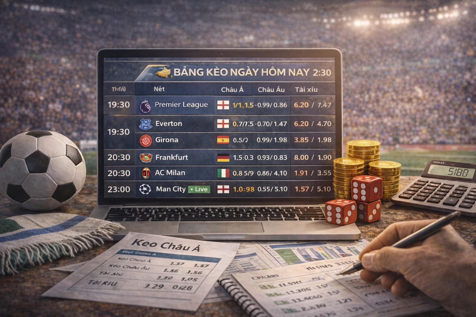 cập nhật bảng kèo ngày hôm nay